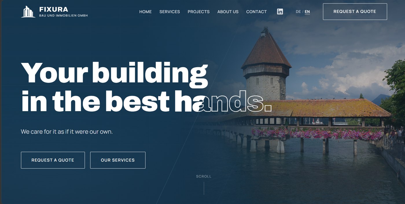 Demo-Website für eine Bau- und Immobilienfirma von Webdesign PDG
